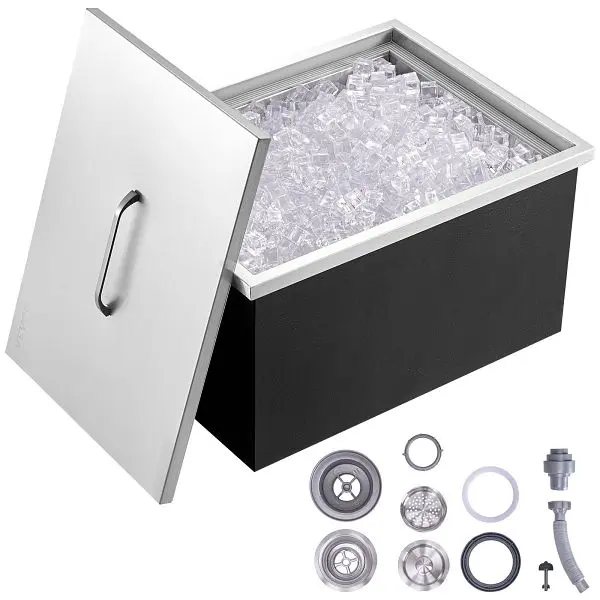 VEVOR Drop Ice Chest, 20"L x 14"W x 12"H Stainless Steel Ice Cooler, QRSCBCGG20LX8K24PV0