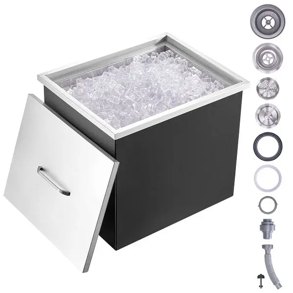 VEVOR Drop Ice Chest, 21"L x 17"W x 18"H Stainless Tool Steel Ice Cooler, QRSCBCGG21LXE233EV0