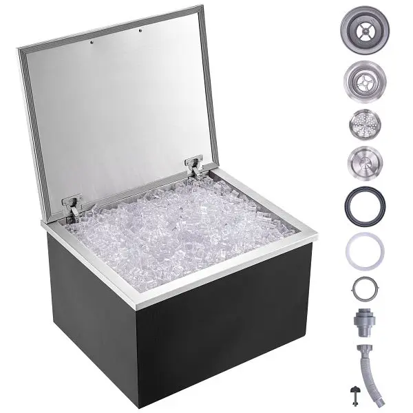 VEVOR Drop Ice Chest, 28"L x 16"W x 17"H Stainless Steel Ice Cooler, QRSCBCFG28LXBJ5RTV0