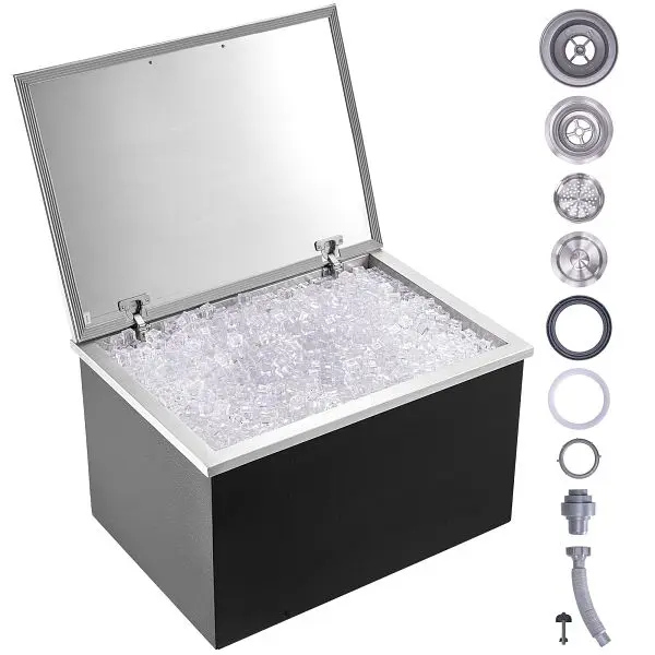 VEVOR Drop Ice Chest, 28"L x 20"W x 17"H Stainless Tool Steel Ice Cooler, QRSCBCFG28LXCJKIIV0