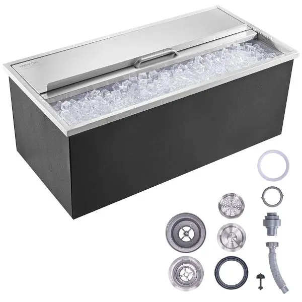 VEVOR Drop Ice Chest, 36"L x 18"W x 14"H Oil Stainless High-Carbon Steel Ice Cooler, QRSCBCHG36LXMW0W0V0