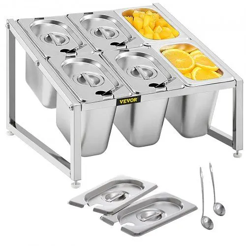 VEVOR Expandable Spice Rack Seasoning Arranger Holder 2 Tiers 6 1/9 Pans, 1 Tier, DWJECZFXP6219ZV0GV0