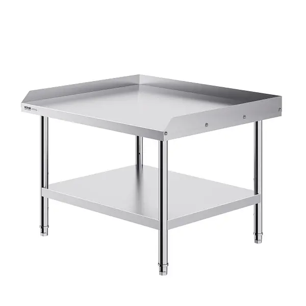 VEVOR Gel Stainless Spring Steel Work Table, 30 x 36 x 26 Inch Commercial Food Prep Worktable, 3-Sided Backsplash Heavy Du...