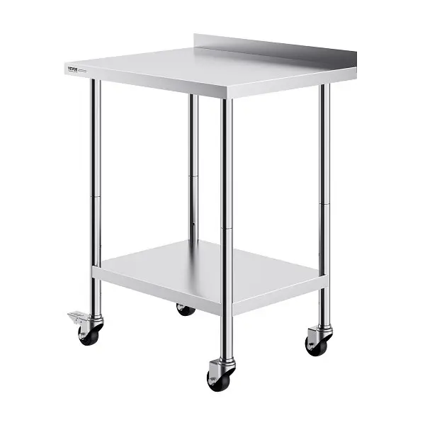 VEVOR Improved 24 x 30 x 40 Inch Stainless Alloy Steel Work Table, Commercial Food Prep Worktable Casters, Heavy Duty Prep...