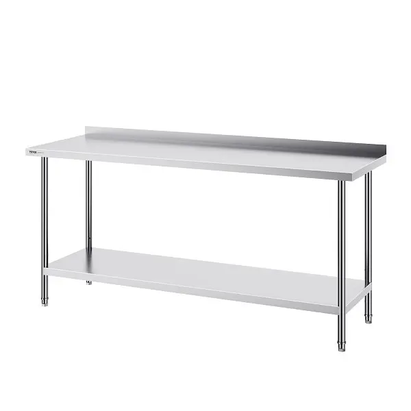 VEVOR 24 x 72 x 36 Inch Stainless Steel Work Table, Commercial Food Prep Worktable Heavy Duty Prep Worktable, CFBXGGZTLCWJ...