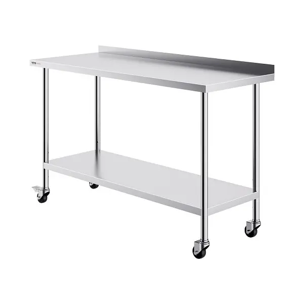 VEVOR 24 x 60 x 40 Inch Stainless Tool Steel Work Table, Commercial Food Prep Worktable Casters, Heavy Duty Prep Worktable...