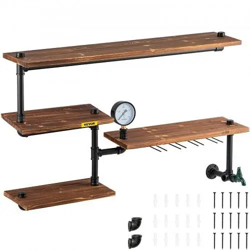 VEVOR Jumbo Iron Pipes Shelving, Industrial Steel Pipe Shelf, GSCWJ40208IN4K81FV0