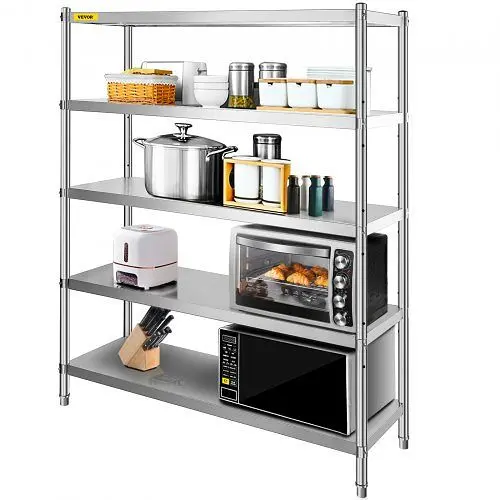VEVOR Kitchen Shelves Shelf Rack Stainless Steel Shelving Arranger Units 60x72 Inch, BXGHJ5C60X18.5YC1V0