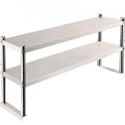 VEVOR Narrow Double Overshelf, Double Tier Stainless High-Carbon Steel Overshelf, Silver, 36" x 12", CFGZTSJSC12...
