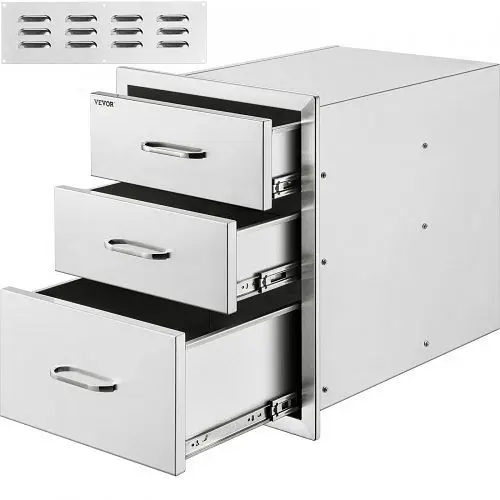 VEVOR Outdoor Kitchen Drawer 18" x 23" Gel Stainless Metal Steel Narrow Trash Drawer BBQ Grill, 18X23YC3CBXGCTG01V0