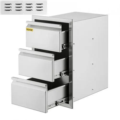 VEVOR Outdoor Kitchen Drawer Stainless Steel 14.7X25.4 Triple Access Drawer BBQ Island, CTG19.6X26.600001V0