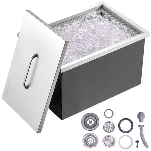 VEVOR Reliable Drop Ice Chest, 22"L x 17"W x 12"H Stainless Steel Ice Cooler, QRSCBCGG22LXVEK40V0