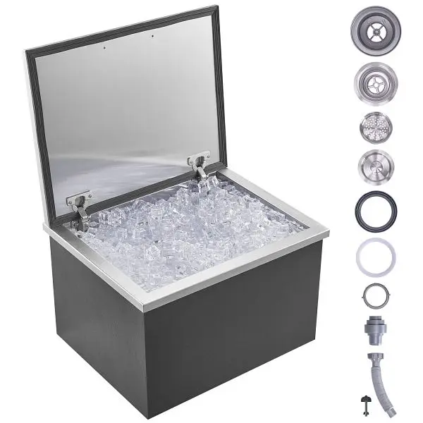 VEVOR Smooth-Operating Drop Ice Chest, 20"L x 16"W x 13"H Stainless Alloy Steel Ice Cooler, QRSCBCFG20LXPDP...