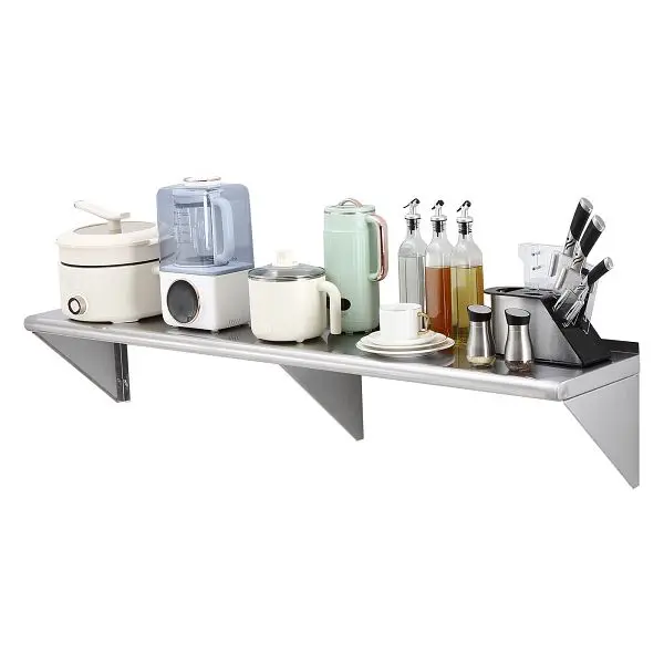 VEVOR Super-Strong 12" x 60" Stainless Steel Shelf, Wall Mounted Floating Shelving Brackets, 315 lbs Load Capaci...