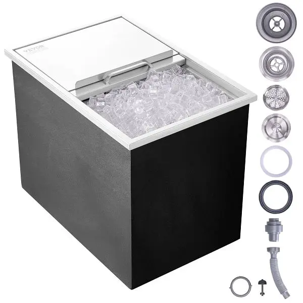 VEVOR Thick Drop Ice Chest, 27"L x 18"W x 21"H Stainless Carbon Steel Ice Cooler, QRSCBCHG27LXXJVXNV0