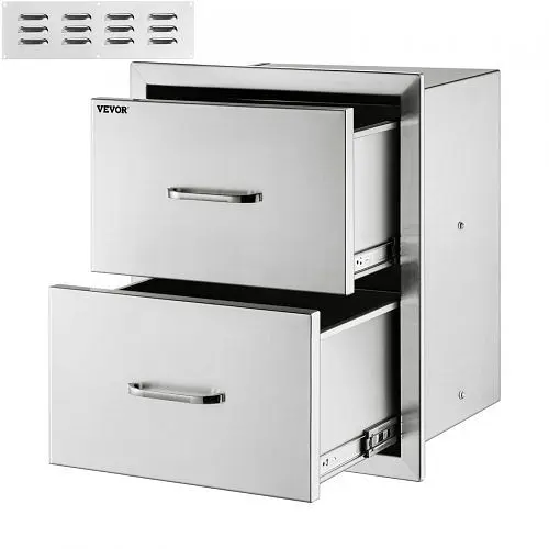 VEVOR Trusted 14"Wx15"H Outdoor Kitchen Drawers Double Access Storage BBQ Drawer Grill Station, 14.38X14YC2CBXGCTV0