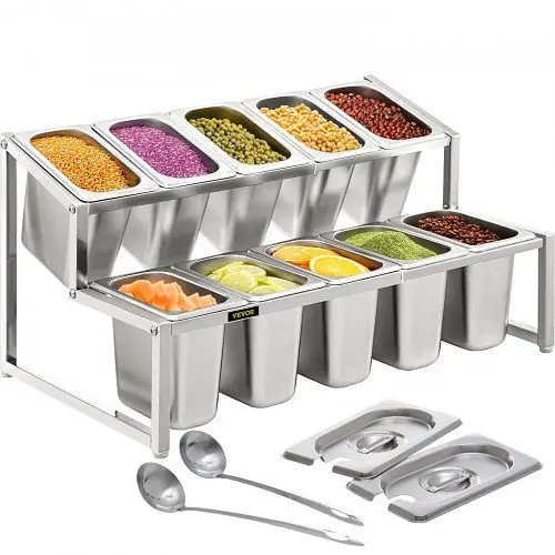 VEVOR Ultra-Strong Expandable Spice Rack Seasoning Arranger Inclined 2 Tiers 10 1/9 Pans, DWJECZFX10219MLY3V0