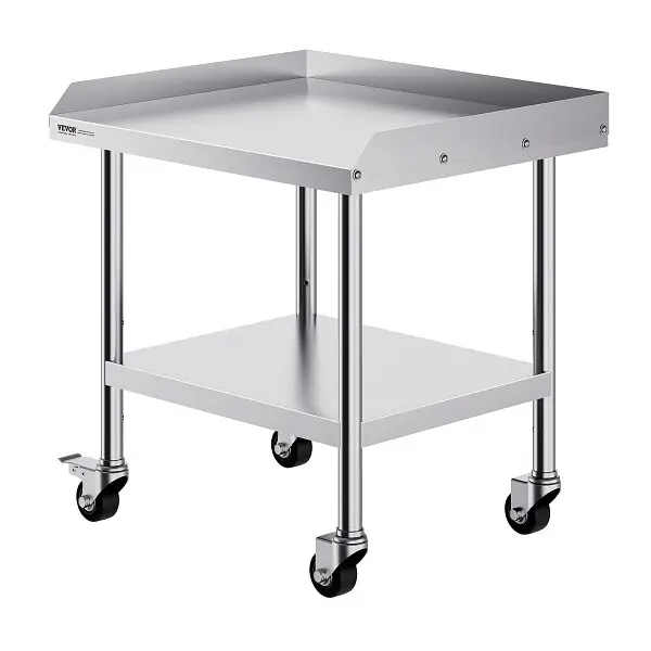 VEVOR Ultra-Strong Stainless Steel Work Table, 24 x 28 x 30 Inch Commercial Food Prep Worktable 4 Wheels, Casters, CFBXGGZ...
