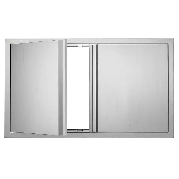 VEVOR Weatherproof BBQ Access Door, 36W x 21H"Double Outdoor Kitchen Door, Stainless Steel, Wall Vertical Door Recess...