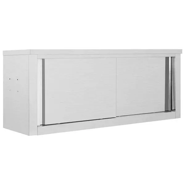 vidaXL Kitchen Wall Cabinet Sliding Doors 47.2"x15.7"x19.7" Stainless Steel, Gray colored, 51053
