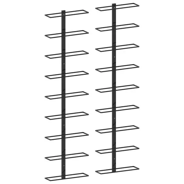 vidaXL Low-VOC Wall-mounted Wine Racks 18 Bottles 2 pieces Black Iron, 289562