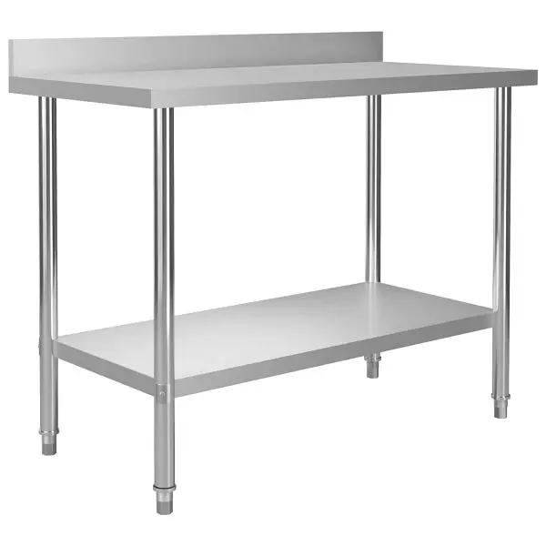 vidaXL Reliable Kitchen Work Table Backsplash 47.2"x23.6"x36.6" Stainless Metal Steel, 51191