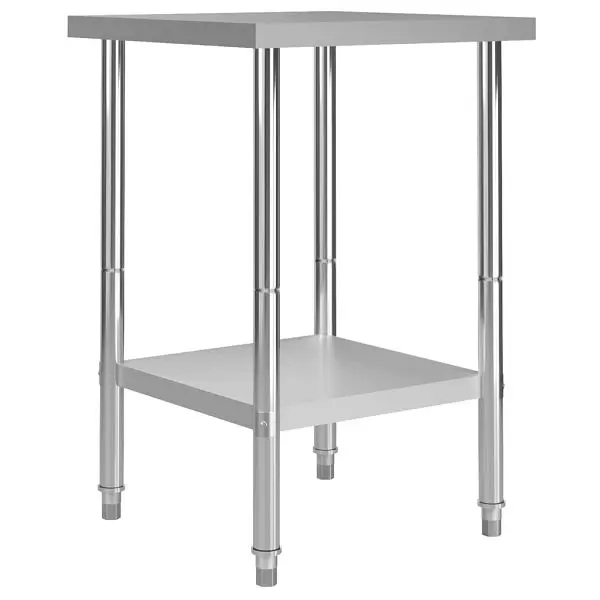 vidaXL Strong Kitchen Work Table 23.6"x23.6"x33.5" Stainless Steel, 51184
